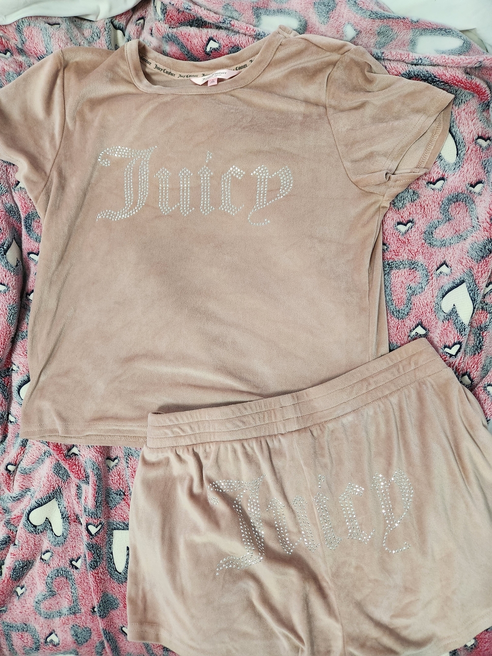 Juicy Couture Velour Women Pajama Set with Rhinestone Logo
